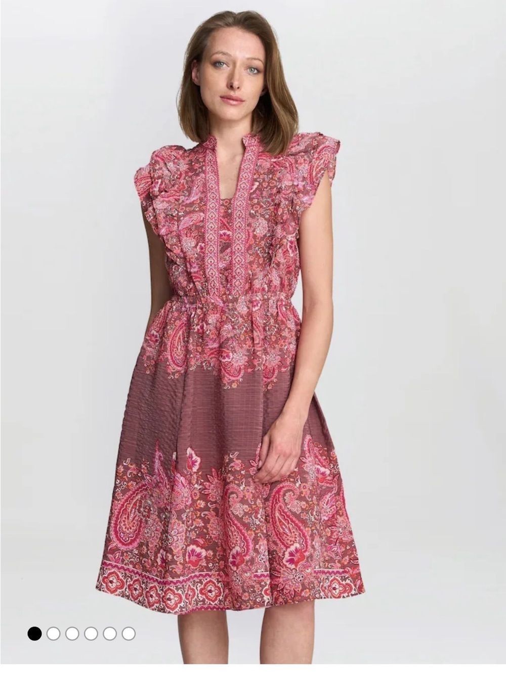 Maggy London Pink and Brown Paisley Midi Dress